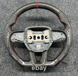 Real Carbon Fiber Steering Wheel For Dodge Challenger SRT 2014+ Black Patches