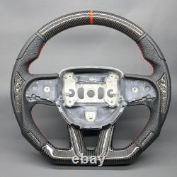 Real Carbon Fiber Steering Wheel For Dodge Challenger SRT 2014+ Black Patches