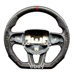 Real Carbon Fiber Steering Wheel For Dodge Challenger SRT 2014+ Black Patches