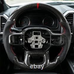 Real Carbon Fiber Steering Wheel For Ford F-150 Raptor F-350 2015-2019 WithCF Trim