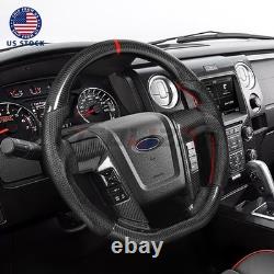 Real Carbon Fiber Steering Wheel For Ford F150 09-14 Raptor with Button Covers