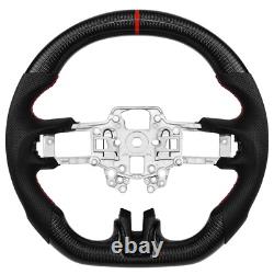 Real Carbon Fiber Steering Wheel For Ford Mustang EcoBoost GT 18-23 Red Stitch