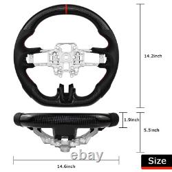 Real Carbon Fiber Steering Wheel For Ford Mustang EcoBoost GT 18-23 Red Stitch