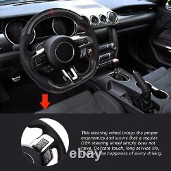 Real Carbon Fiber Steering Wheel For Ford Mustang EcoBoost GT 18-23 Red Stitch