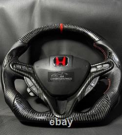 Real Carbon Fiber Steering Wheel For Honda Civic FD2/FN2 2006-12 8th Gen