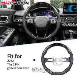 Real Carbon Fiber Steering Wheel LED For Honda 11th Civic Gen 2022-2025