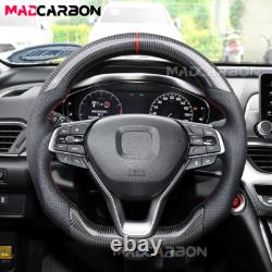 Real Carbon Fiber Steering Wheel Leather Fit 18-22 Honda Accord 10th Insight