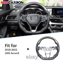 Real Carbon Fiber Steering Wheel Leather Fit 18-22 Honda Accord 10th Insight