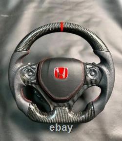Real Carbon Fiber Steering Wheel for Honda Civic 2012-2015 9th Gen Si FB FG Cust
