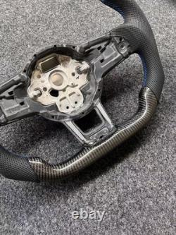 Real Carbon Fiber Steering Wheel for VW Golf R MK7 MK7.5 Blue-line GTI 15-20