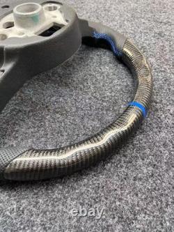 Real Carbon Fiber Steering Wheel for VW Golf R MK7 MK7.5 Blue-line GTI 15-20