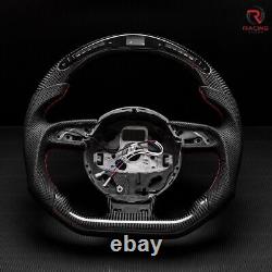 Real carbon fiber Flat Customized Sport LED Steering Wheel 12-16 RS S A 4 5 6 7