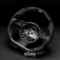 Real carbon fiber Flat Customized Sport LED Steering Wheel 12-16 RS S A 4 5 6 7