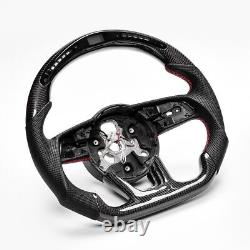 Real carbon fiber Flat Customized Sport LED Steering Wheel 17-22 RS A S 3 4 5