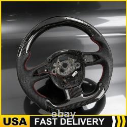 Real carbon fiber Flat Customized Sport LED Steering Wheel? FOR Audi A4 A5 04-12