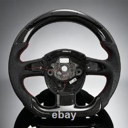 Real carbon fiber Flat Customized Sport LED Steering Wheel? FOR Audi A4 A5 04-12