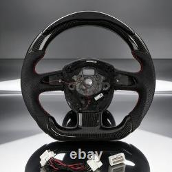 Real carbon fiber Flat Customized Sport LED Steering Wheel? FOR Audi A4 A5 04-12