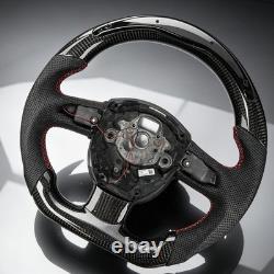 Real carbon fiber Flat Customized Sport LED Steering Wheel? FOR Audi A4 A5 04-12