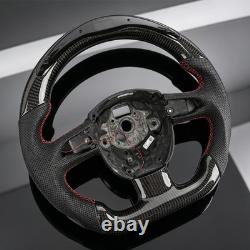Real carbon fiber Flat Customized Sport LED Steering Wheel? FOR Audi A4 A5 04-12