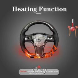 Round Steering Wheel with Heating Carbon Fiber For Tesla Model 3 Model Y 2017-2023