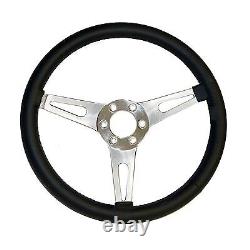 Scott Drake Corso Feroce 15in Black Leather Steering Wheel for 1965-73 Mustang