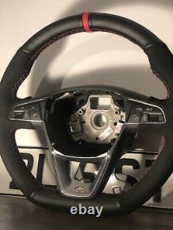 Seat 6f Leon Ibiza Arona Flat Bottom Steering Wheel Fr Suede Trim Red Stitching