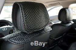Seat Cover Shift Knob Belt Steering Wheel All Black PVC Leather Luxury Upgrade 3