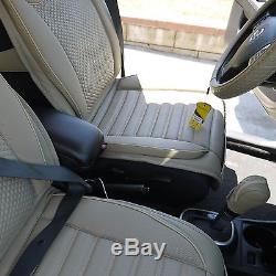 Seat Cover Shift Knob Belt Steering Wheel Beige PVC Leather Sedan Upgrade 31021d