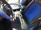 Seat Cover Shift Knob Belt Steering Wheel Black Blue Pvc Leather Luxury 33051 B