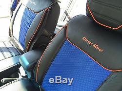 Seat Cover Shift Knob Belt Steering Wheel Black Blue PVC Leather Luxury 33051 b
