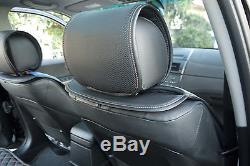 Seat Cover Shift Knob Belt Steering Wheel Black Blue PVC Leather Sedan SUV Van 3