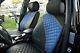 Seat Cover Shift Knob Belt Steering Wheel Black Blue Pvc Leather Sedan Truck 3
