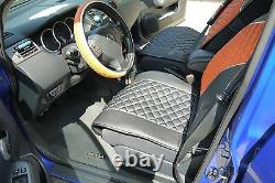 Seat Cover Shift Knob Belt Steering Wheel Black+Orange PVC Leather Sedan SUV Van