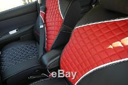 Seat Cover Shift Knob Belt Steering Wheel Black / Red PVC Leather Auto Upgrade 4