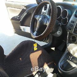 Seat Cover Shift Knob Steering Wheel Cushion Brown Cloth 3-D Luxury Set 46001d
