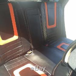 Seat Cover Shift Knob Steering Wheel PVC Leather Carbon Orange Hi Quality 34031c