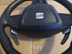 Seat Ibiza Bocanegra 08-15 Flat Bottom Leather Steering Wheel Paddle Shift A/Bag