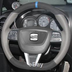 Seat Leon MK2 FR Face Lift Genuine Leather & Suede Steering Wheel Cover (Cupra)