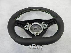Seat Leon Mk1 Custom steering wheel flat bottom green leather