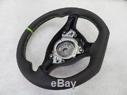 Seat Leon Mk1 Custom steering wheel flat bottom green leather ring