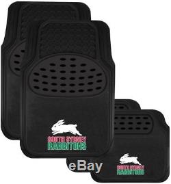 Set 3 South Sydney Rabbitohs Nrl Car Seat Covers Steering Wheel Cover Floor Mats