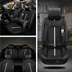 Set Black Fiber Seat Cover With Pillows + Steering Wheel Cover For 5-seats Car
