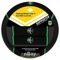 Set Of 3 Canberra Raiders Nrl Car Seat Covers Steering Wheel Cover + Floor Mats