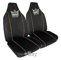 Set Of 3 Gold Coast Titans Nrl Car Seat Covers Steering Wheel Cover + Floor Mats