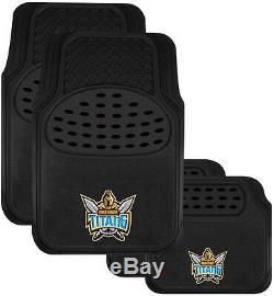 Set Of 3 Gold Coast Titans Nrl Car Seat Covers Steering Wheel Cover + Floor Mats