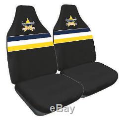 Set Of 3 Nth Qld Cowboys Nrl Car Seat Covers + Steering Wheel Cover + Floor Mats