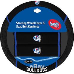 Set Of 3 Western Bulldogs Afl Car Seat Covers Steering Wheel Cover + Floor Mats