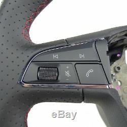 Sports steering wheel flattened Seat Leon 5F FR Ibiza 6P leather perforated NEW