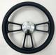 Steering Wheel 14 Black Billet 5-hole Carbon Fiber Vinyl Wrap Polished Fs Horn