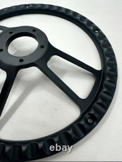 Steering Wheel 14 Black Billet 5-Hole Carbon Fiber Vinyl Wrap Polished FS Horn